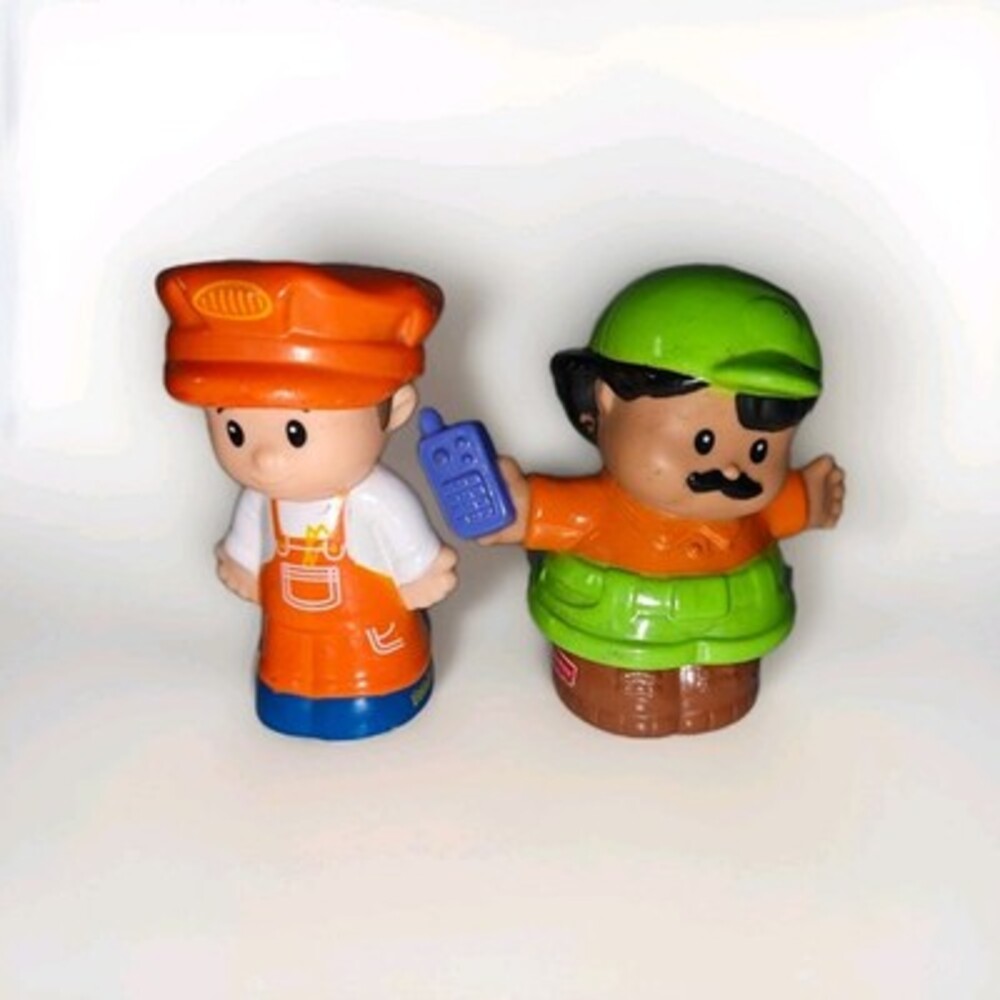 Fisher-Price Little People Lot of 2 Zoo Train Conductor Zookeeper Figures 2.5"
